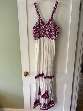 Anthropologie cotton embroidered maxi dress